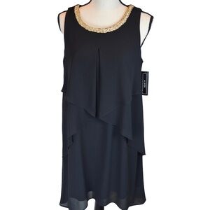 A. Byer Black ‘Champagne Wishes’ Tiered Layer Cocktail Dress, Braided Gold Neck